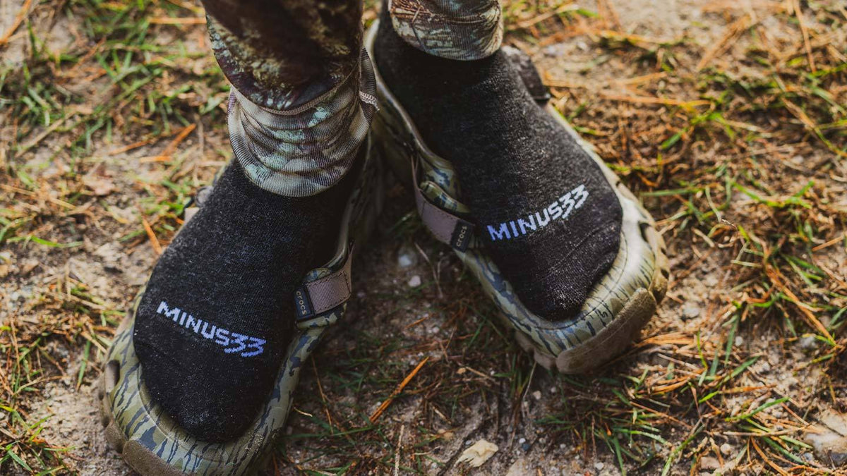 closeup of minus33 merino wool usa made socks