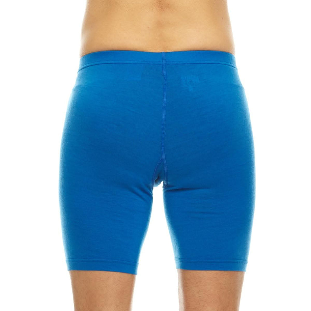 100% merino wool boxer briefs. Lightweight all season wool underwear, front view of the boxer briefs with hands at sides 