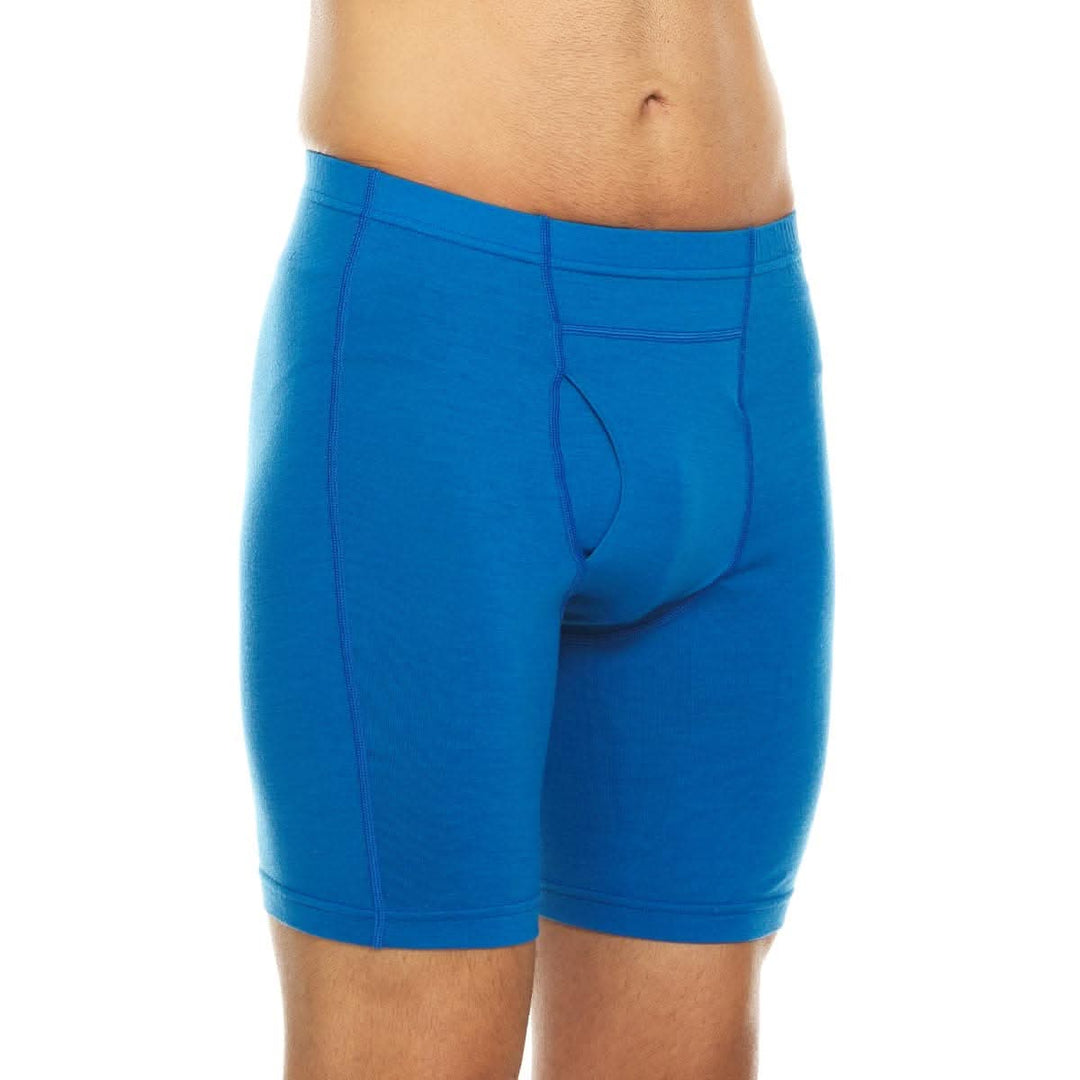 100% merino wool boxer briefs. Lightweight all season wool underwear, front view of the boxer briefs rear three-quarter view 