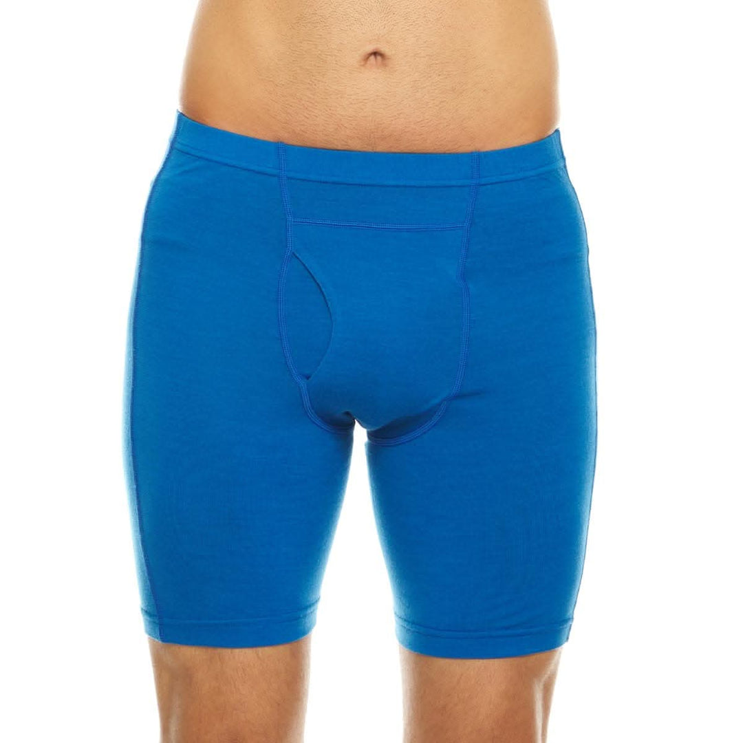 100% merino wool boxer briefs. Lightweight all season wool underwear, front view of the boxer briefs 