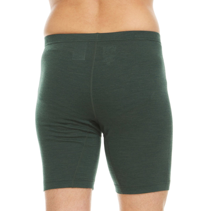 100% merino wool boxer briefs. Lightweight all season wool underwear, front view of the boxer briefs showing the sleeve 