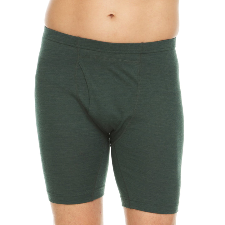 100% merino wool boxer briefs. Lightweight all season wool underwear, front view of the boxer briefs 