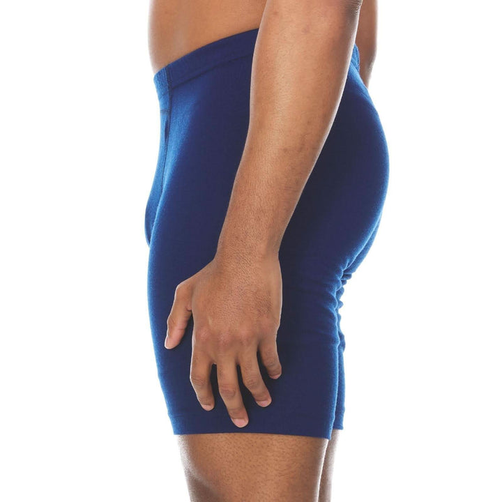 100% merino wool boxer briefs. Lightweight all season wool underwear, front view of the boxer briefs showing the collar 