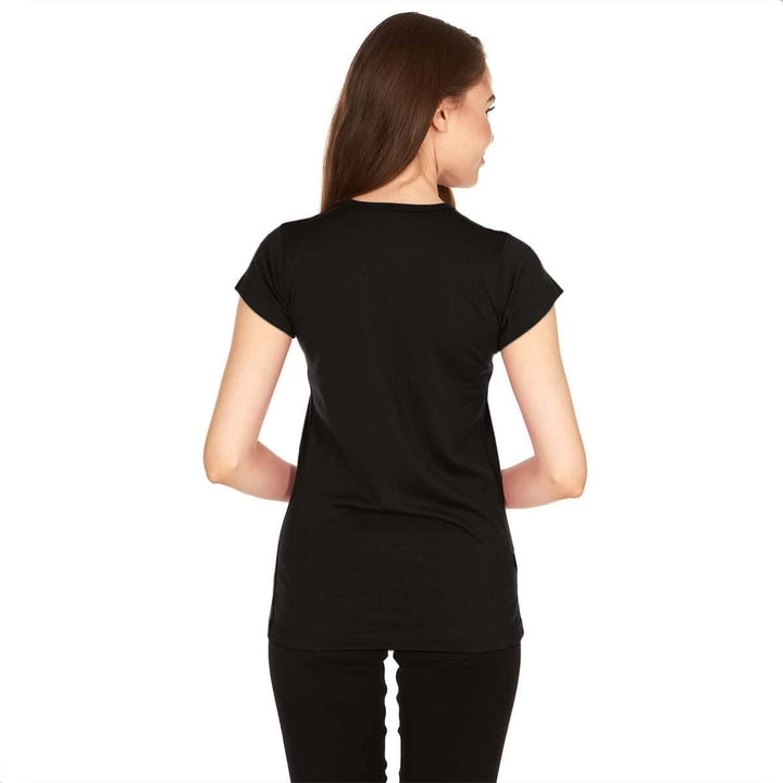 Womens merino wool short sleeve shirt womens lightweight wool tshirt. Back view. 