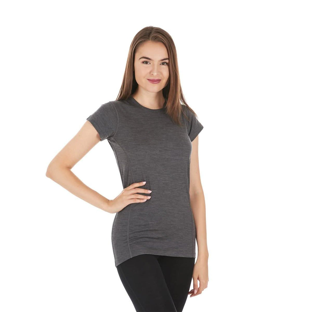 Womens merino wool short sleeve shirt womens lightweight wool tshirt, front view 