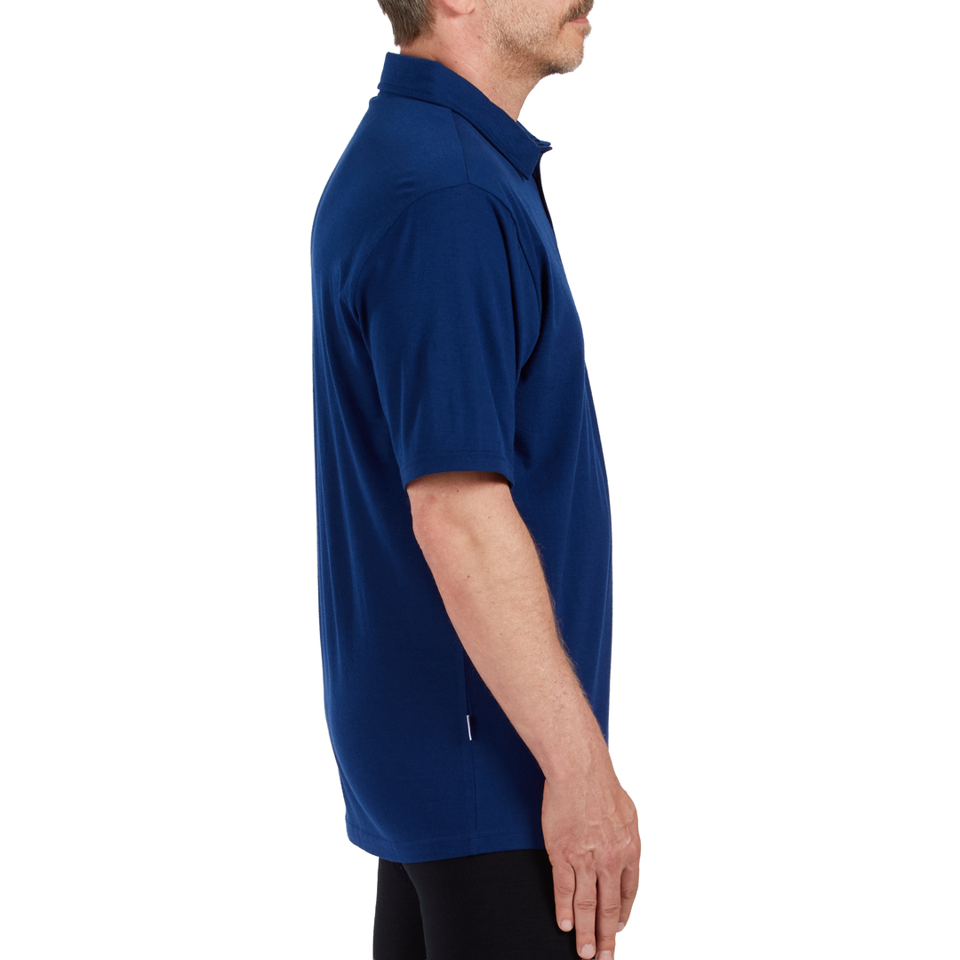 Side view of a Navy Blue Microweight Polo Short Sleeve Men&