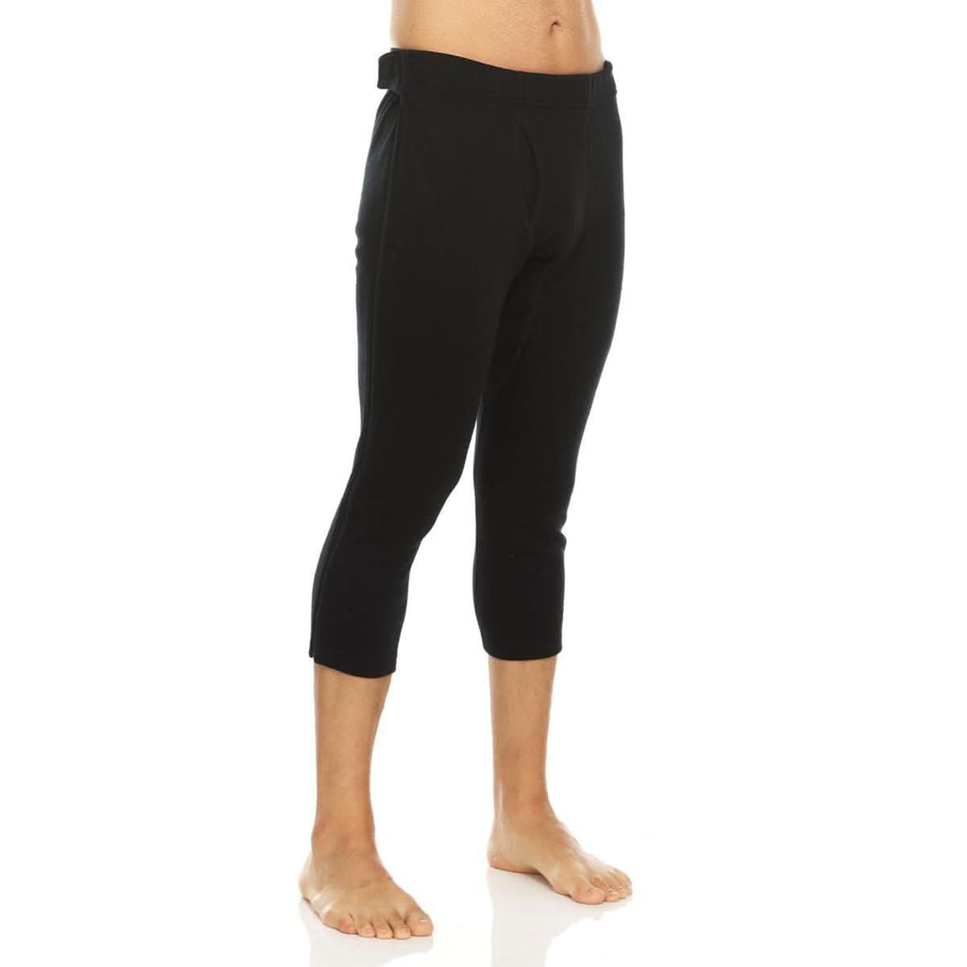 mens expedition weight zip off 3/4th pants  Simply drop your shell pants, unzip the sides, and shed (or add) this layer when the time is right. Taking off your boots is now a thing of the past. This 3/4 length bottom gives you room in your boots without the bulk, yet still keeps you toasty warm with the power of our Expedition weight merino wool. Color-coordinated hook and loop closures make putting it back on quick and easy.