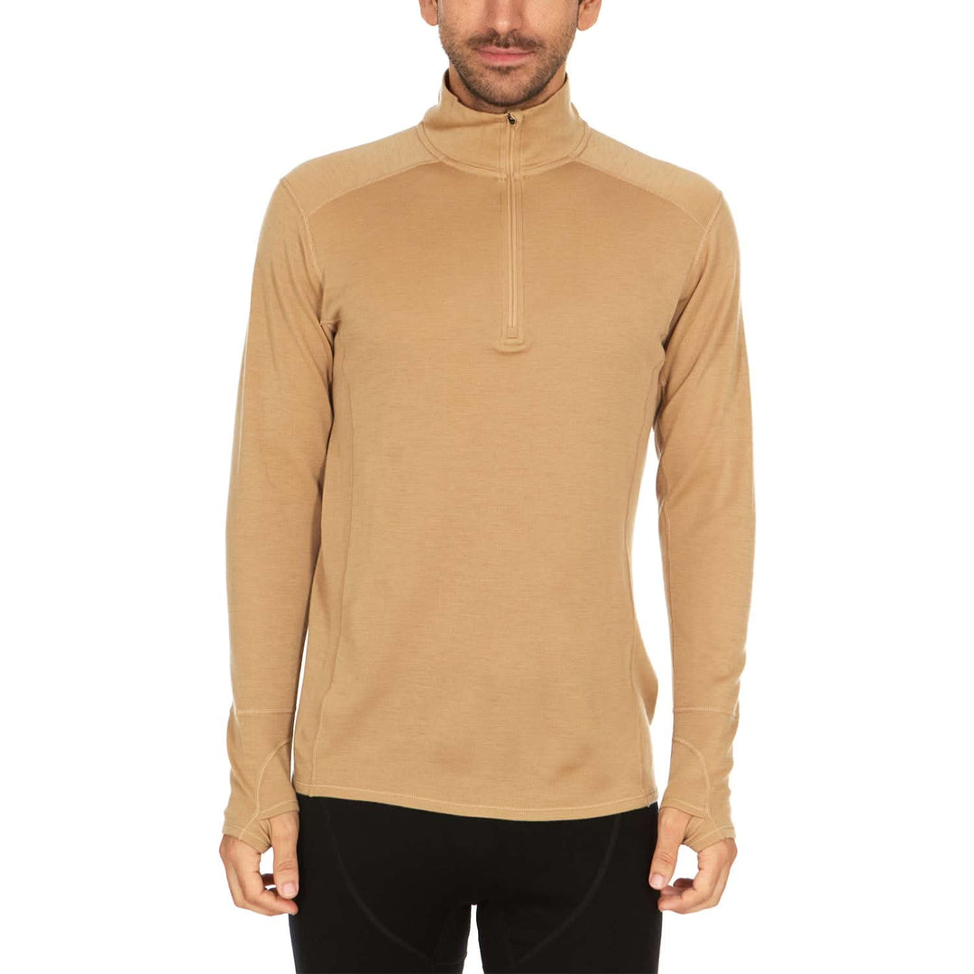 1/4 Zip Desert Sand Warm Comfortable Minus33 Merino Wool, front view