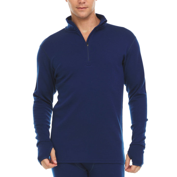 Minus33 Merino Wool Clothing Kobuk Expedition Wool 1/4 Zip, studio front view
