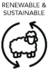 wool is renewable and sustainable. Super soft & non-itchy unlike traditional wool. Non-allergenic & Hypo allergenic.