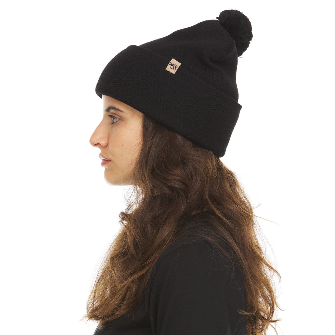 Midweight - Everyday Knit Cuff Pom Beanie 100% Merino Wool. warm beanie for winter. 