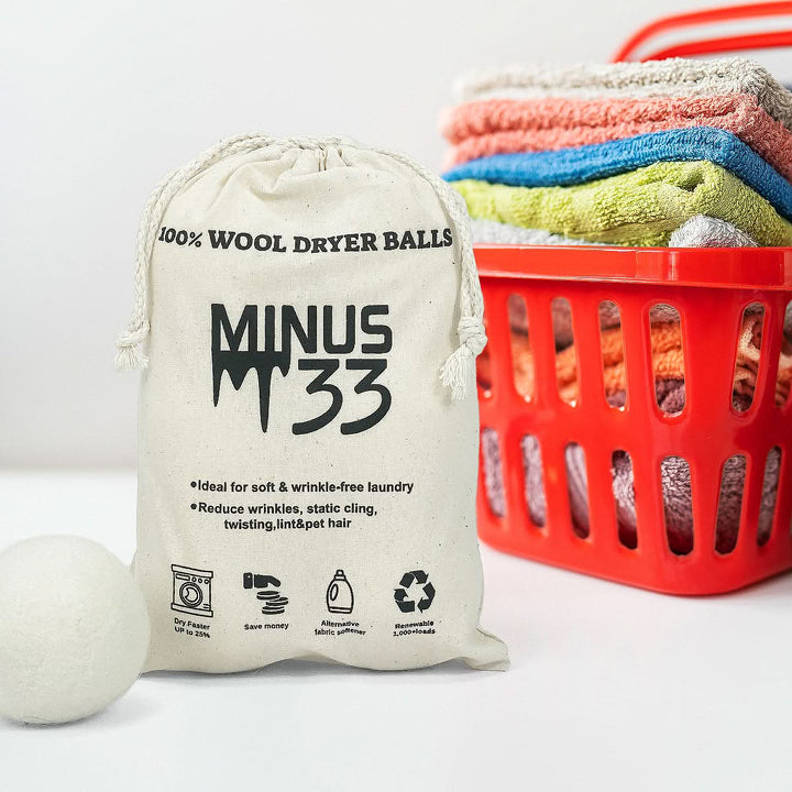 M33 - 100% Wool Dryer Ball Wool Care - Minus33 Merino Wool Clothing, wool dryer balls arranged together