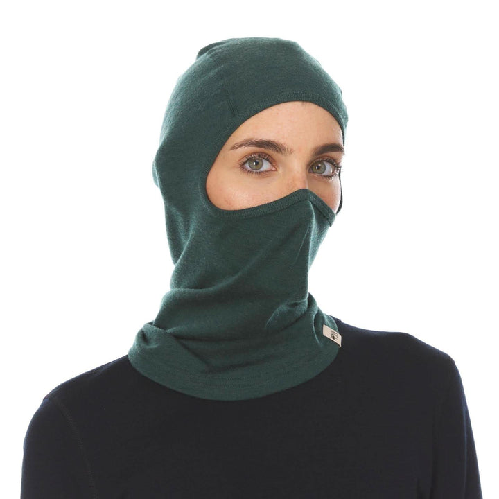 100% Merino Wool Balaclava - Midweight. Warm and functional, this balaclava combines all the benefits of a hat and neck gaiter into one great item! Great for use under a hat or hood of a jacket, this item will soon become a fan favorite. Cover your head, ears, and mouth on the coldest of days, or pull it back and just utilize the neck covering if the temperatures rise. Versatility abounds with this balaclava. 