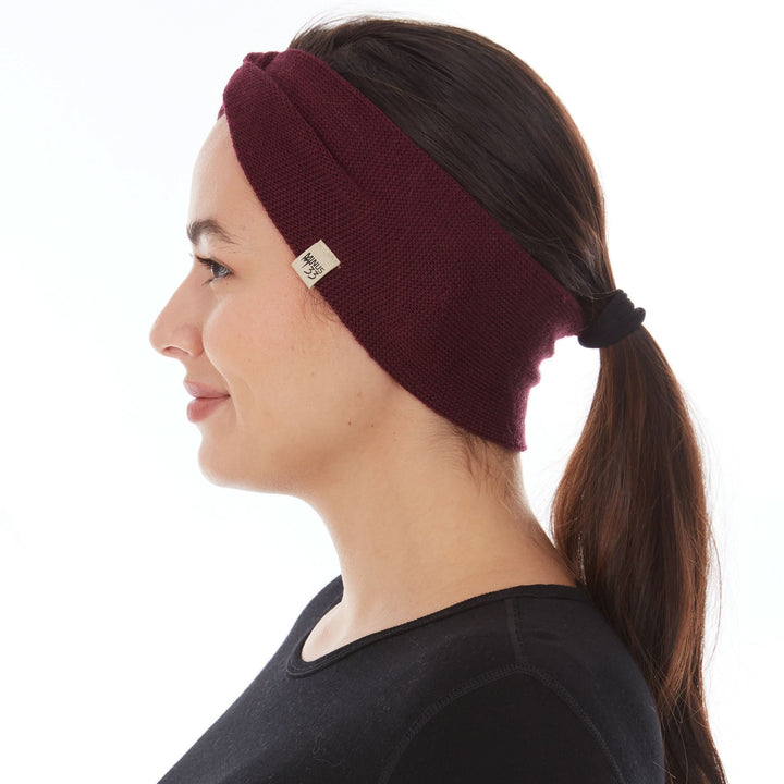 Midweight - Everyday Knit Twist Headband 100% Merino Wool, left-facing side profile 
