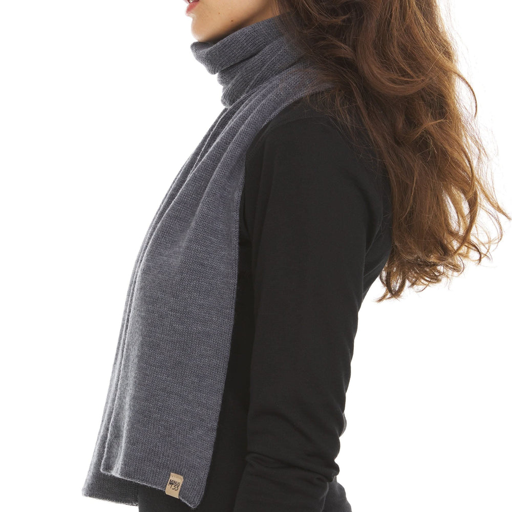 Midweight merino wool scarf Everyday warm Knit Scarf 100% Merino Wool. View 2 2. #color_charcoal-gray