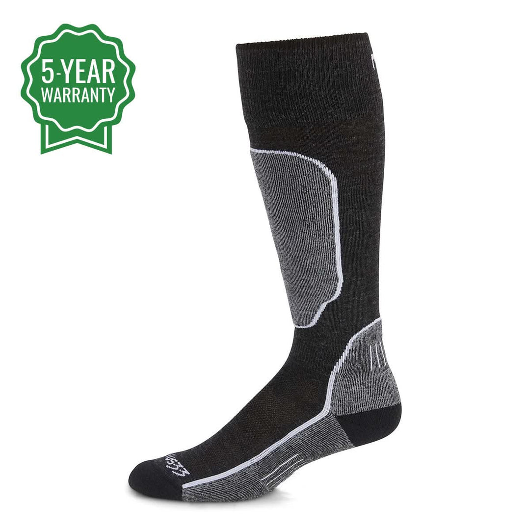best padded cushioned wool ski socks liner performance USA made merino ski socks. View 0. #color_black