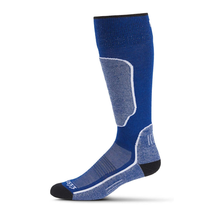 best padded cushioned wool ski socks liner performance USA made merino ski socks, front view of the sock pair 