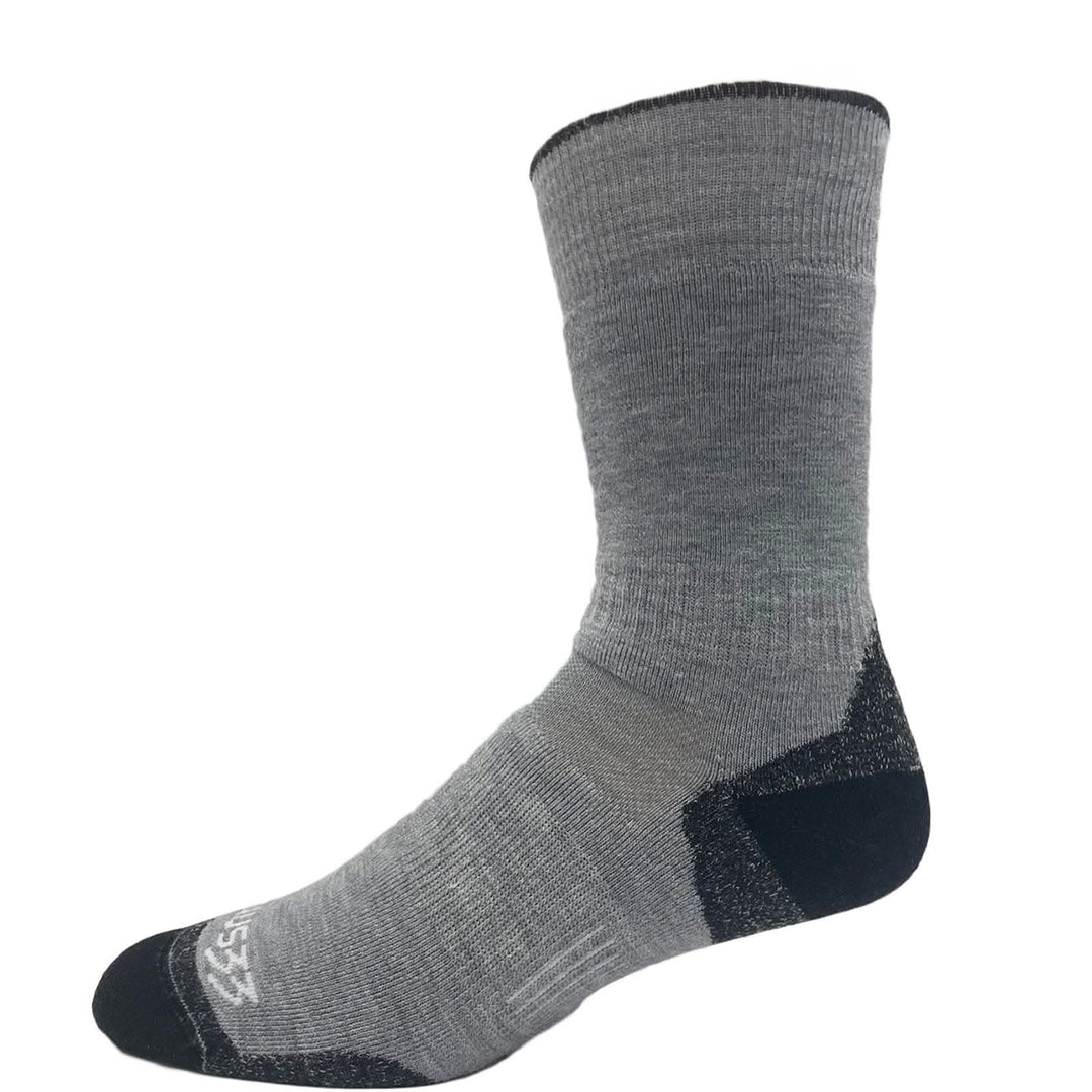 Ash gray Mountain Heritage merino boot sock with black heel and toe 