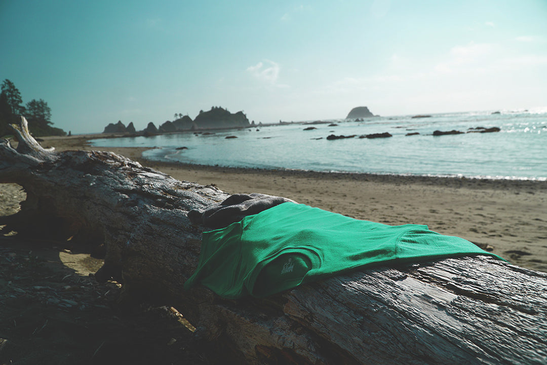 merino wool tshirt drying in the sun