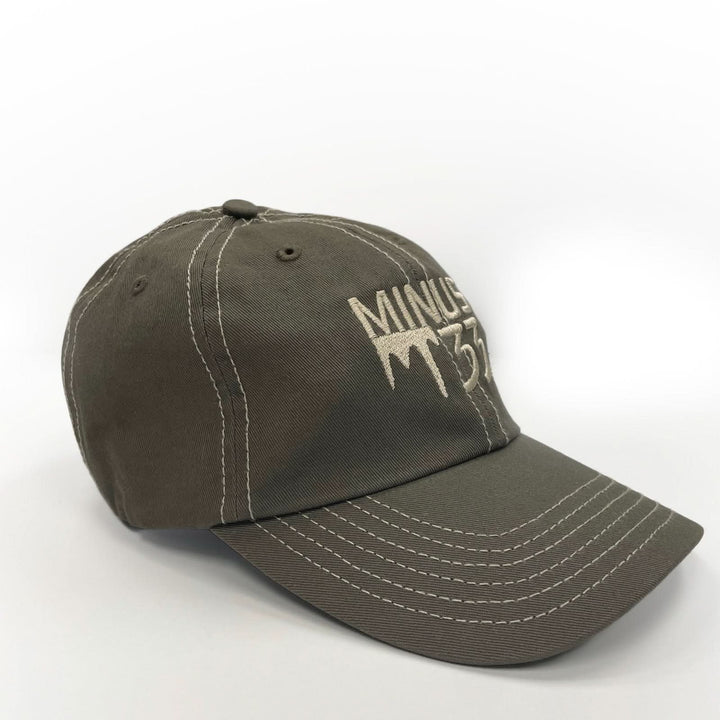 M33 - Logo Hats - Minus33 Merino Wool Clothing, front view of the cotton baseball cap 