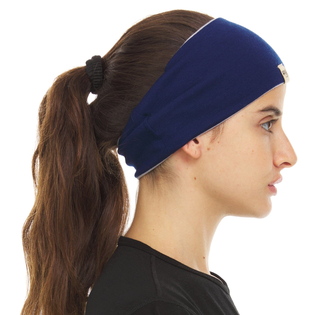 Minus33 Merino Wool Clothing Midweight Wool Reversible Headband, studio front view 