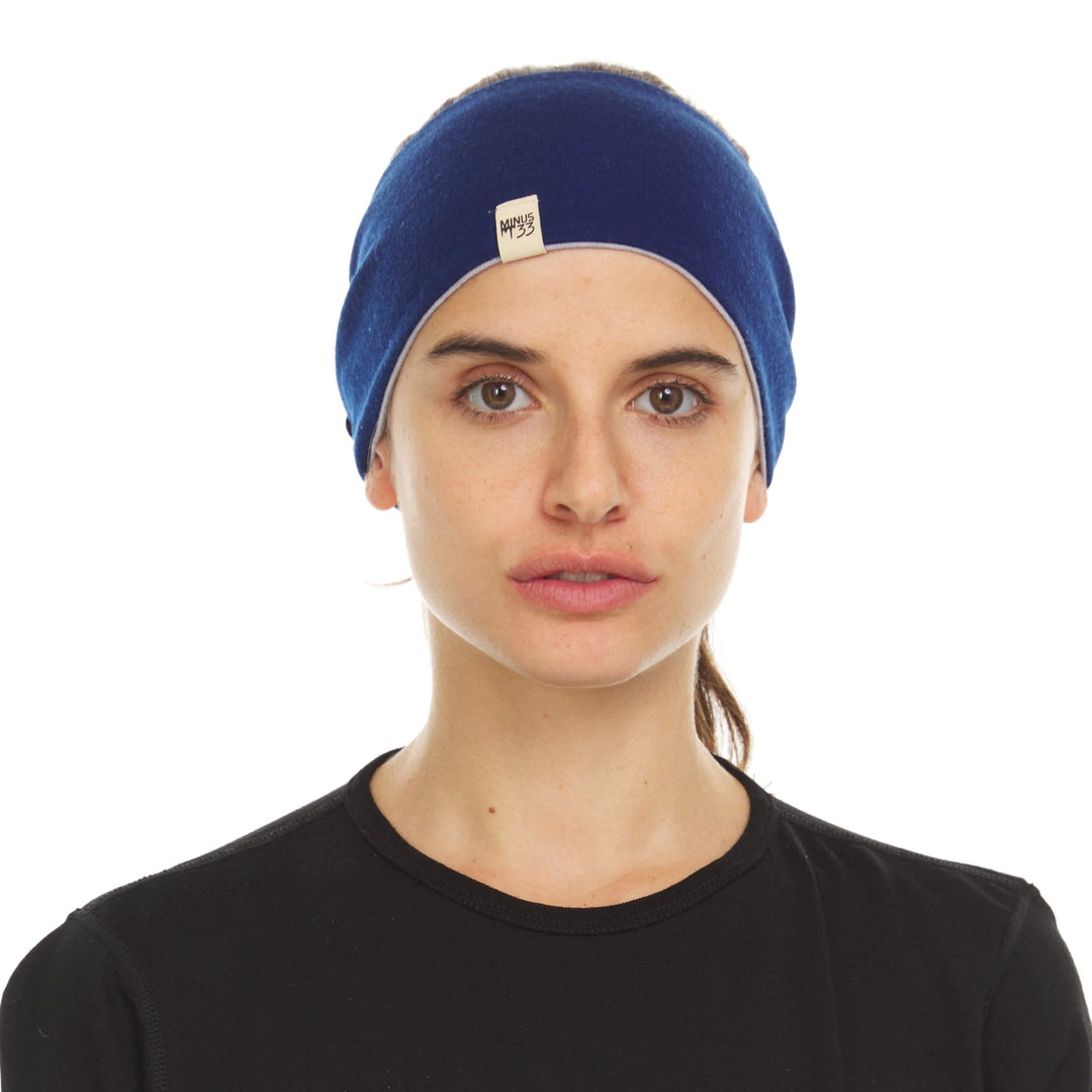 Minus33 Merino Wool Clothing Midweight Wool Reversible Headband, close-up of a product detail 
