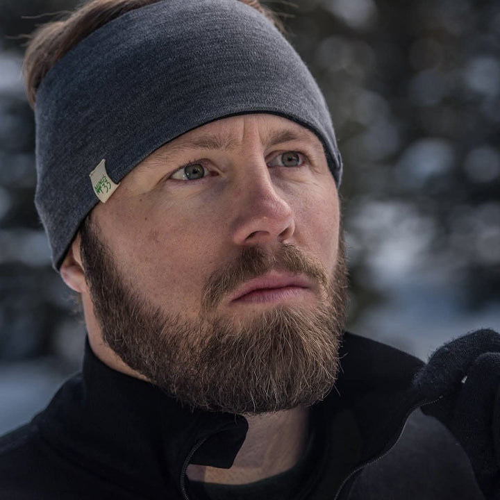 Minus33 Merino Wool Clothing Midweight Wool Reversible Headband, close-up of the product showing the sleeve 