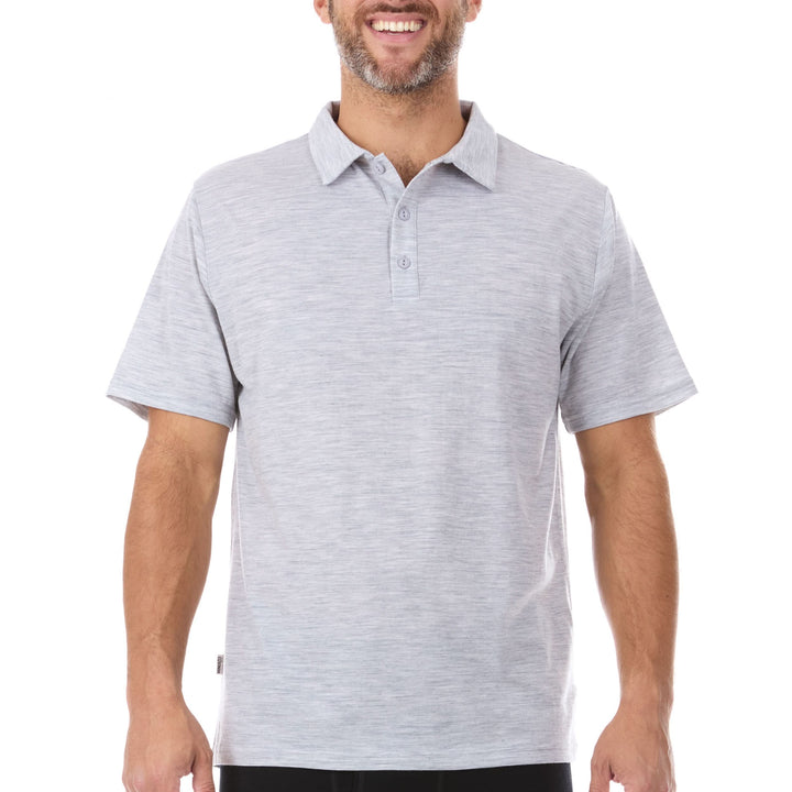 Front view of an Ash Gray Microweight Polo Short Sleeve Men&
