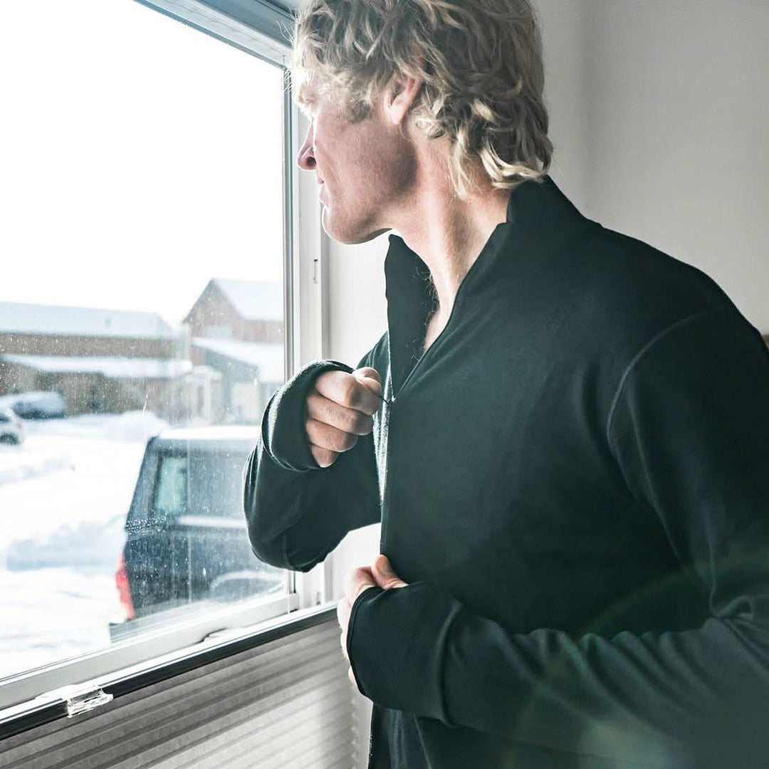 Minus33 Merino Wool Clothing Kobuk Expedition Wool 1/4 Zip, front three-quarter view