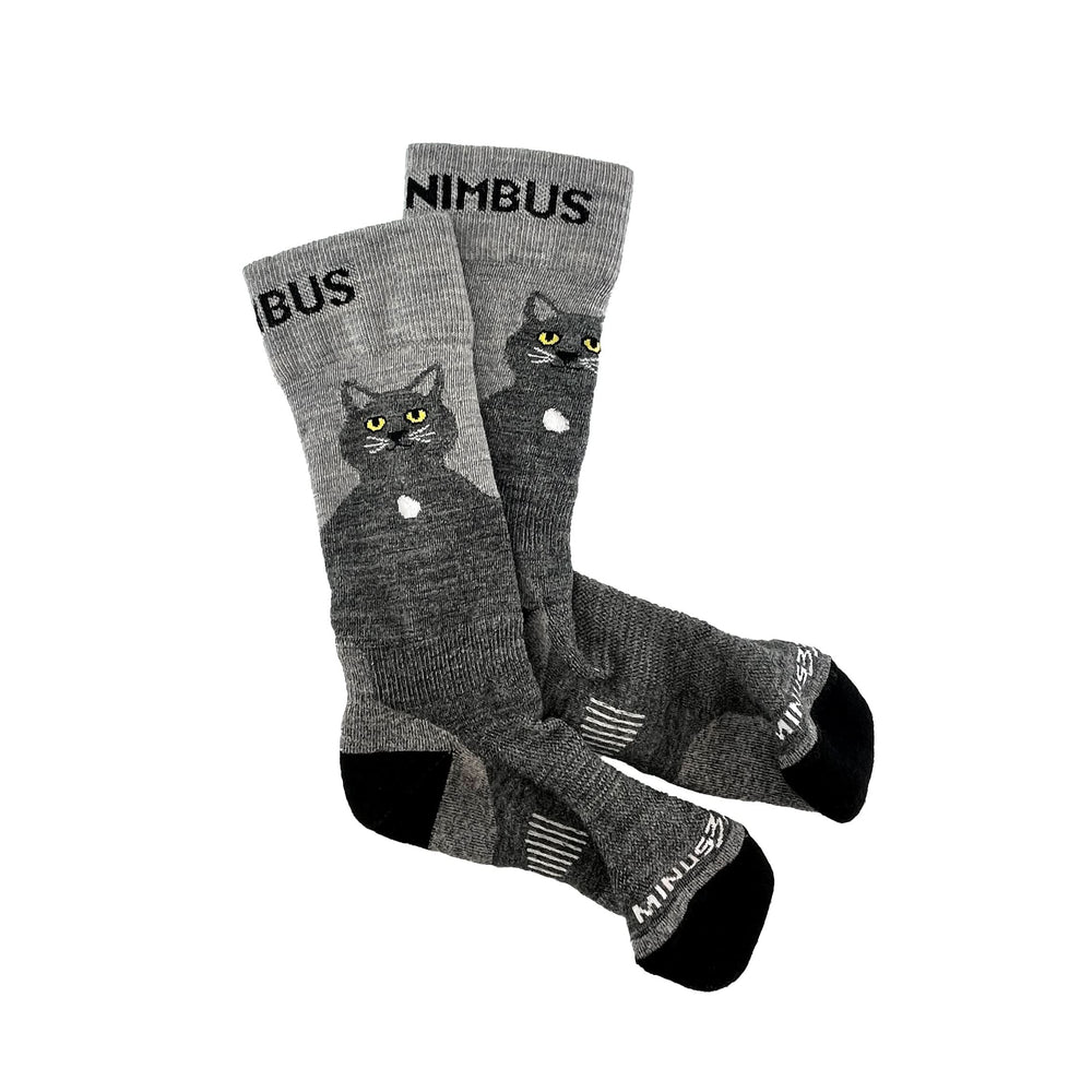 Merino wool cat socks that support MWOBS Nimbus the summit cat