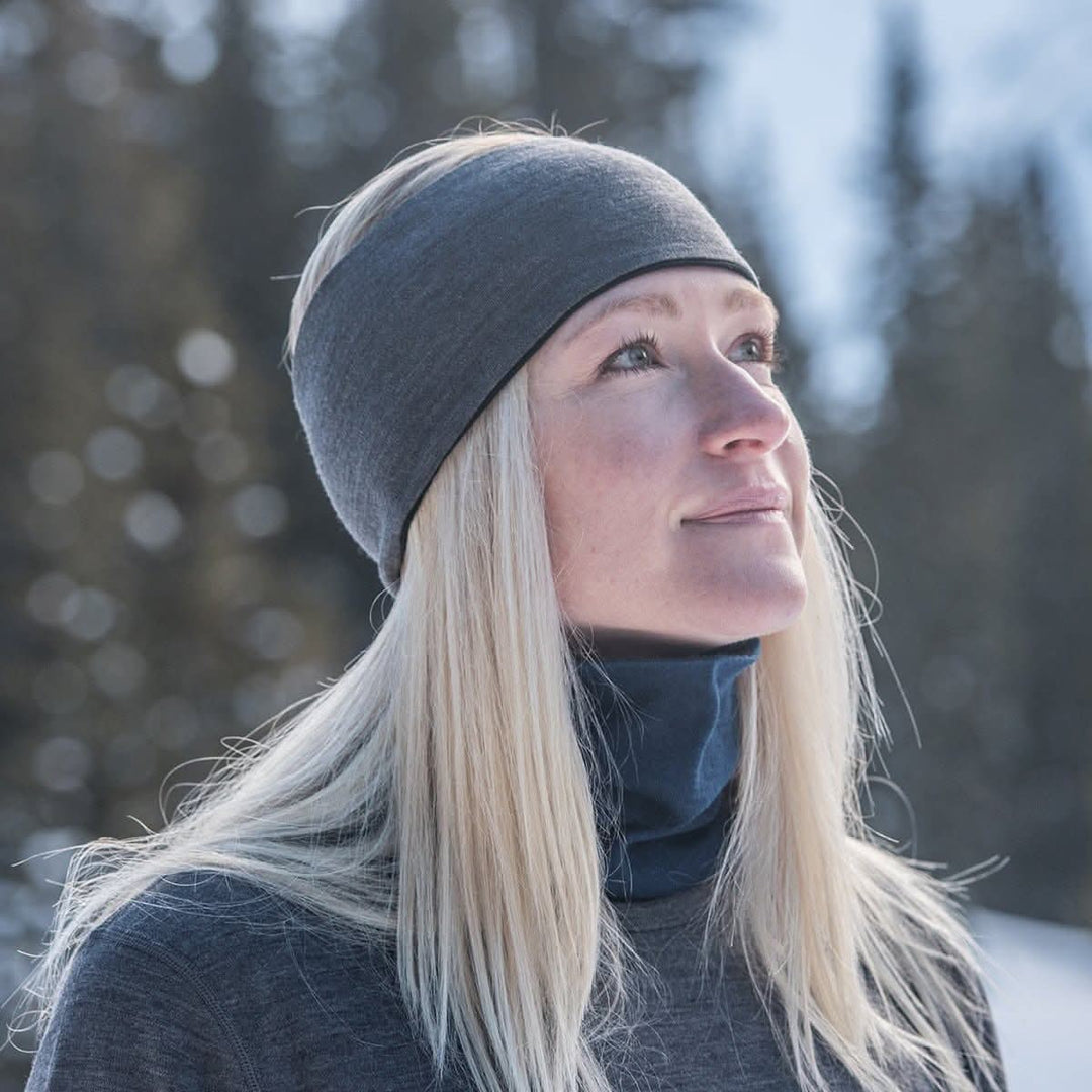 Minus33 Merino Wool Clothing Midweight Wool Reversible Headband, close-up of the product 