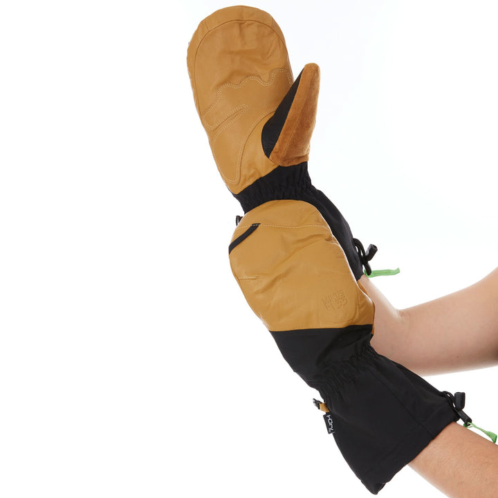 winter guide glove heavyweight wool waterproof mitten mitts, worn pair showing palm and back 