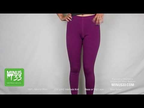 The woman in the video models a pair of one hundred percent merino wool midweight women&